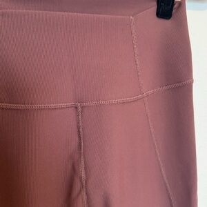 WILO Ribbed High-Waisted Ruched Ankle Leggings Brown Size Large NWOT